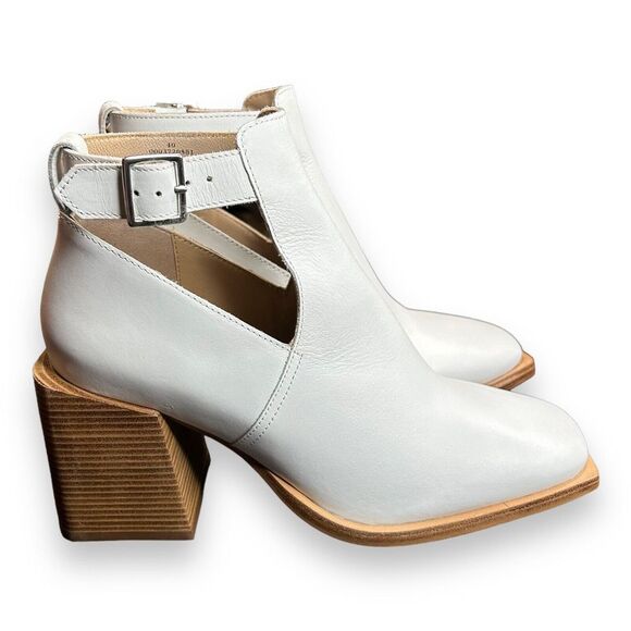 Free People Brady Buckle Boots Booties Size 9 White Leather - Picture 4 of 9